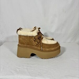 NEW UGG Classic New Heights Lace Up Wool SheepSkin Chestnut Suede Boot US 8/UK 6